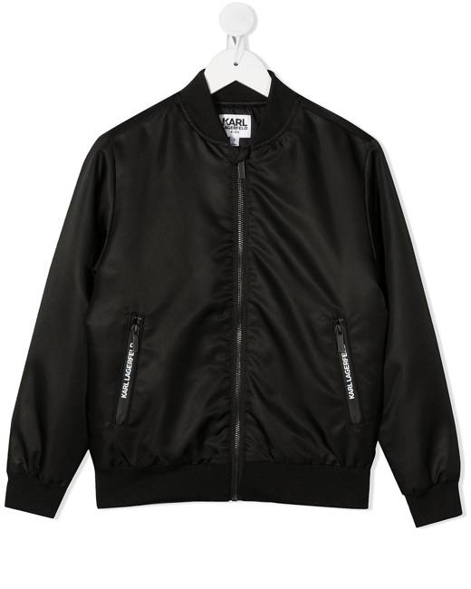 Quilted Sateen Bomber Jacket - Black