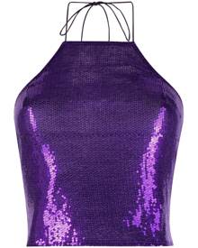 Oséree Sequined Halterneck Scarf Top in Purple Womens Scarves and mufflers 
