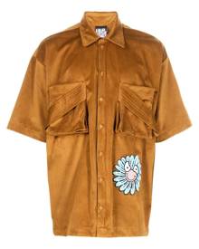 Garbage Tv floral-embroidery short-sleeve shirt