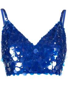 P.A.R.O.S.H. V-neck sequin embellished crop top