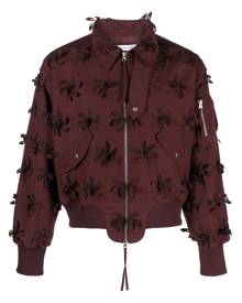 JUNTAE KIM floral-appliqué zipped bomber jacket