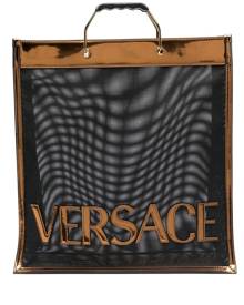 Versace logo-patch sheer tote