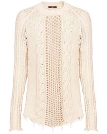 Balmain distressed cable-knit jumper