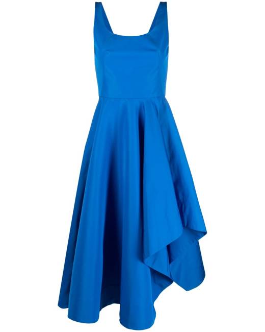 ASOS DESIGN ruched bodice drape maxi dress with wrap waist in blue