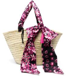 RED(V) scarf-wrapped straw tote bag