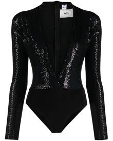 Atu Body Couture plunge sequin-embellished bodysuit
