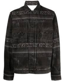 sacai graphic-print distressed denim jacket