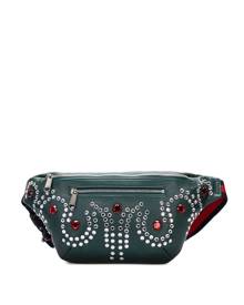 Gucci Pre-Owned Web-stripe crystal-embellished belt bag