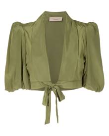 Adriana Degreas tie-front cropped silk blouse