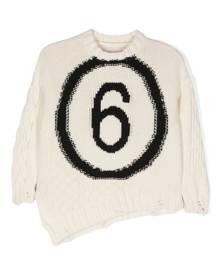 MM6 Maison Margiela Kids logo-intarsia asymmetric jumper