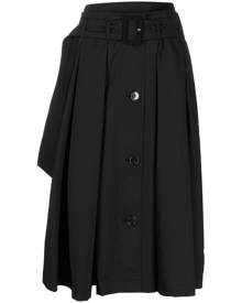 J Koo high-waisted belted midi skirt