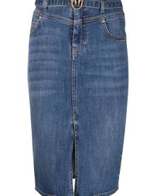 PINKO belted midi denim skirt