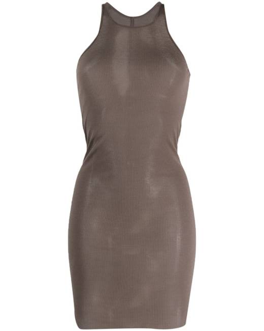 Parisian satin halter neck cross front mini dress with ruched sides in  chocolate brown