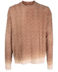 Laneus distressed cable-knit cashmere jumper
