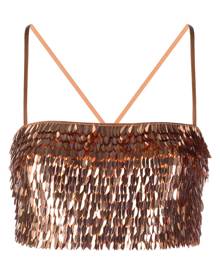 Retrofete sequinned square-neck top