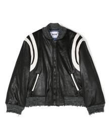 MSGM Kids two-tone distressed bomber jacket