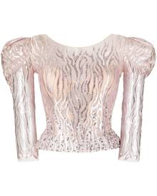Gemy Maalouf semi-sheer jacquard tulle blouse