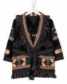 Alanui Kids geometric-print frayed-edge cardigan