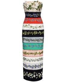 Oscar de la Renta botanical-print threadwork pencil dress