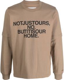 sacai slogan-print layered cotton sweatshirt