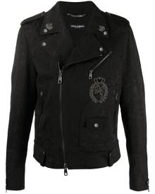 Dolce & Gabbana logo-patch biker jacket - Black