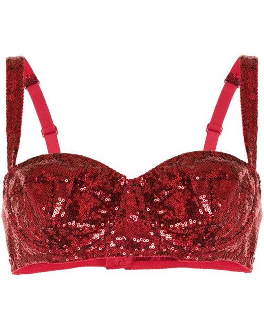 Lindex Amie sheer lace balconette bra with boning detail in red