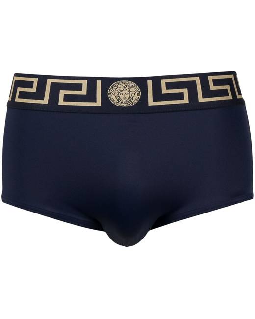 Versace Greca Stretch Cotton Briefs in Blue for Men Mens Clothing Underwear Boxers briefs 