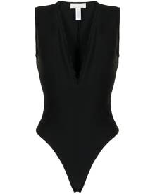 Fleur Du Mal Margo lace-trim deep V-neck bodysuit - Black