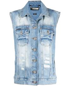 Philipp Plein logo patch denim vest - Blue