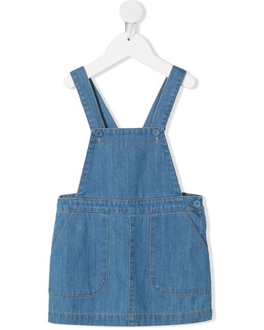 Only denim pinafore dress in washed blue