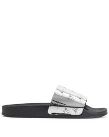 Giuseppe Zanotti metallic logo slides - Grey