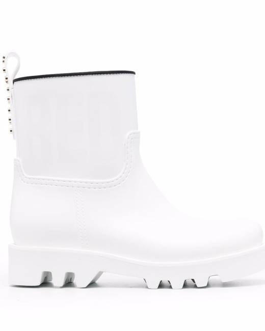 white rain boots short