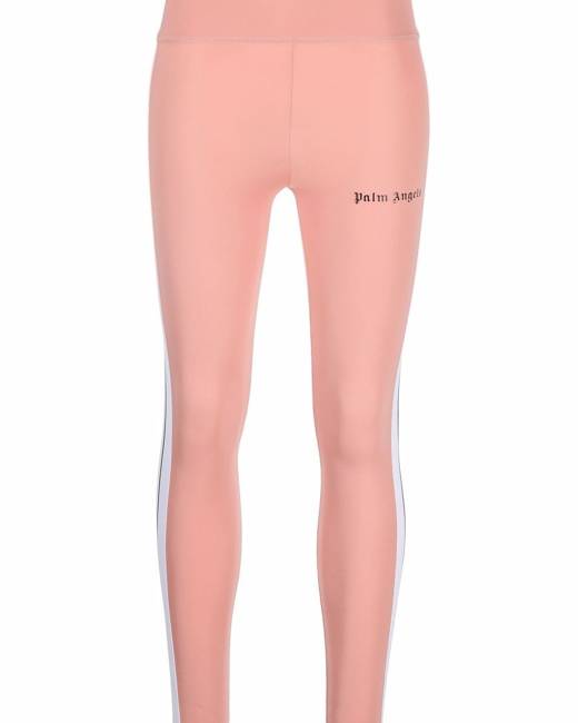 Pink Farfetch Clothing Pants Leggings Logo-waistband velour leggings 
