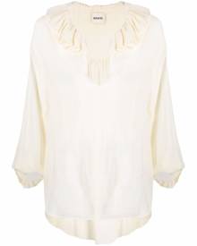 KHAITE ruffled neck blouse - Neutrals
