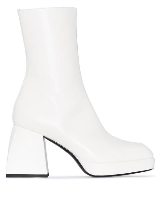 platform ankle boots white