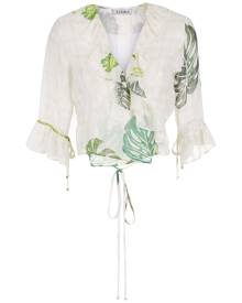 Amir Slama palm leaf print ruffle blouse - Neutrals