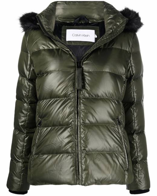 Grey Womens Clothing Jackets Casual jackets Calvin Klein Synthetic Plus Size Logo Puffer Jacket in Grey 