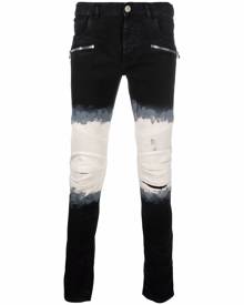 Balmain tie dye ribbed-detailing skinny jeans - Black