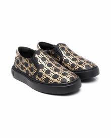 Balmain Kids monogram-print slip-on sneakers - Black