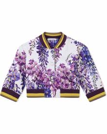 Dolce & Gabbana Kids floral-print bomber jacket - White