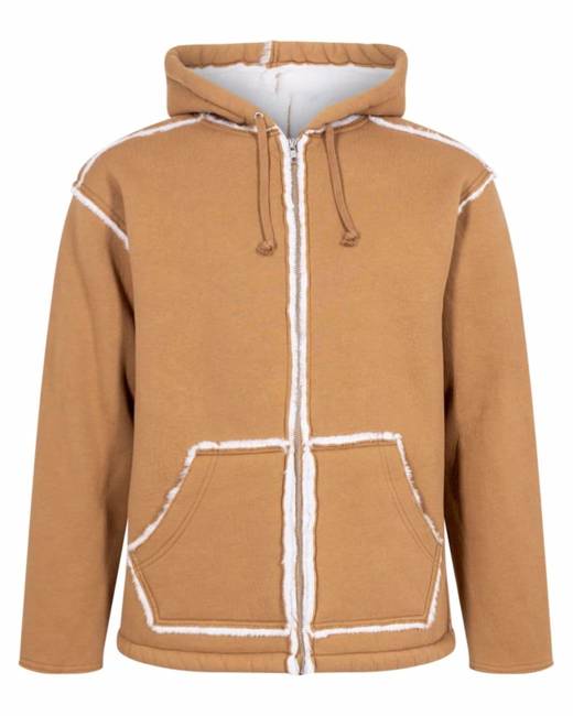 Hollister faux fur trim hooded heavyweight parka coat in brown