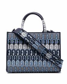 Furla Toni Antracite jacquard-embossed tote bag - Blue
