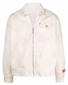 Heron Preston logo-patch distressed jacket - White