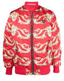 Philipp Plein baroque pattern-print bomber jacket - Red