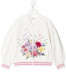 Monnalisa floral-print bomber jacket - White