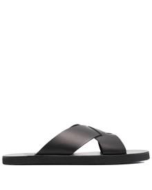 Ancient Greek Sandals Bios cross-strap leather slides - Black