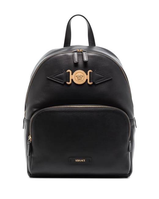 Versace Jeans Couture logo-plaque Faux-Leather Backpack - Black