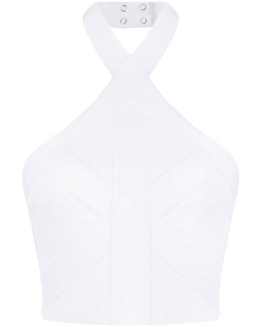 White Women's Halterneck Tops - Clothing