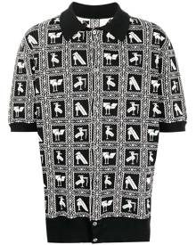 4SDESIGNS pixelated-print polo shirt - Black