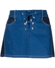 Dion Lee lace-up denim mini skirt - Blue